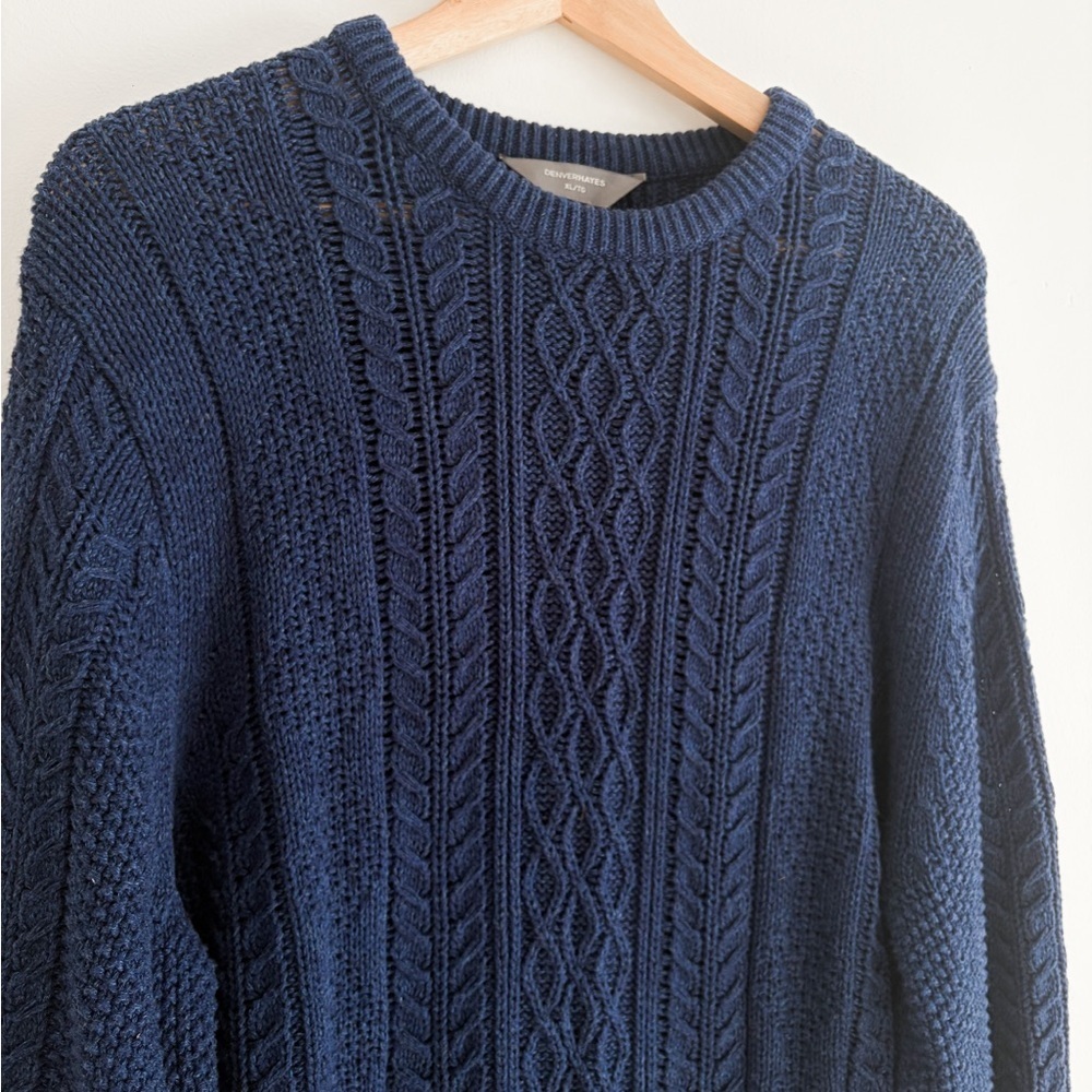Denver Hayes 100% Cotton Women’s Navy Blue Knit Sweater - Size XL - Crewneck - Picture 3 of 13